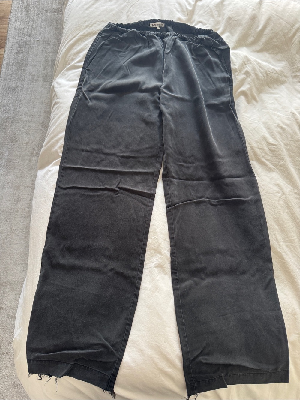 Reformation Black Elastic-Waist Casual Pants